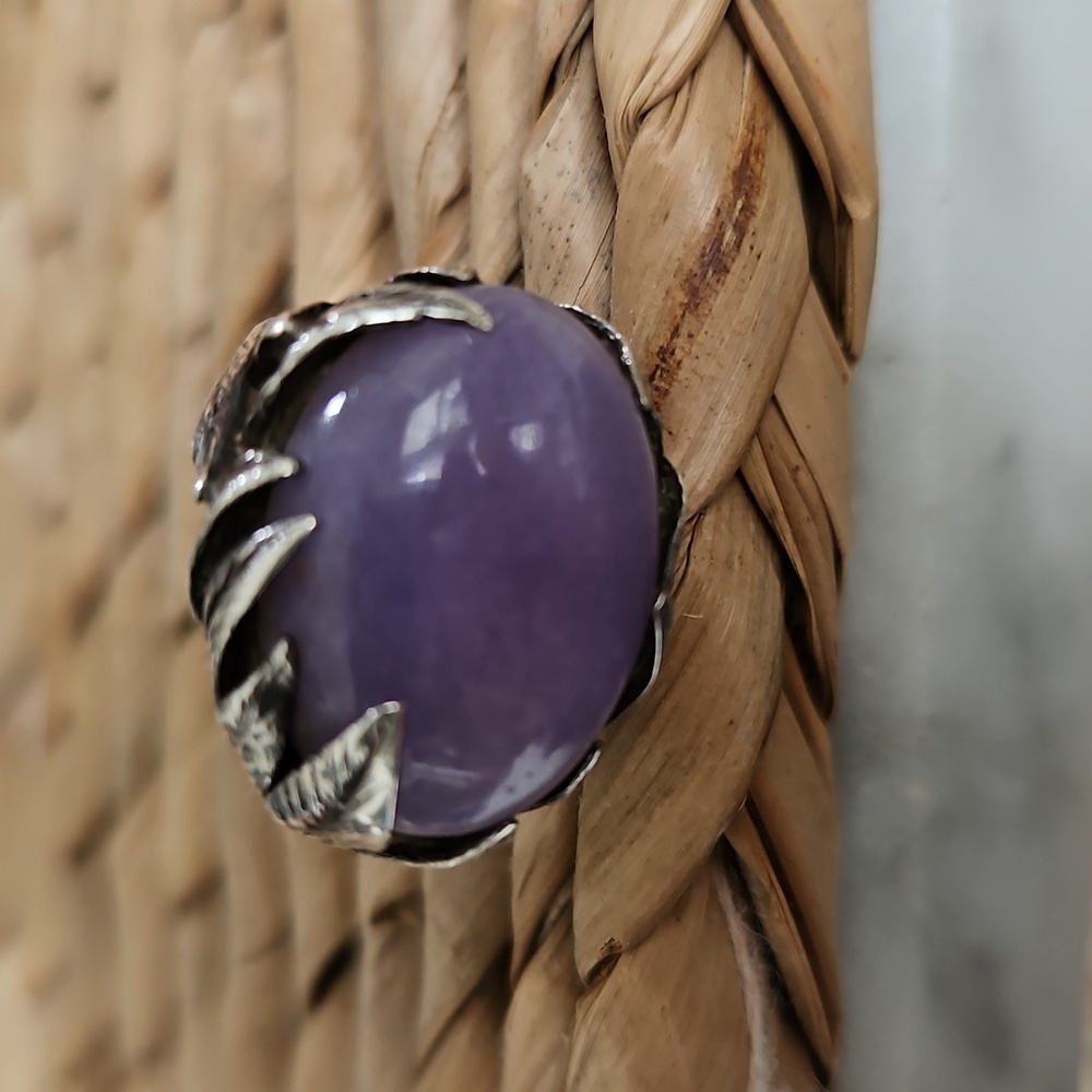 💟HP💟Lavender Jadeite Jade Silver Ring - Picture 7 of 8